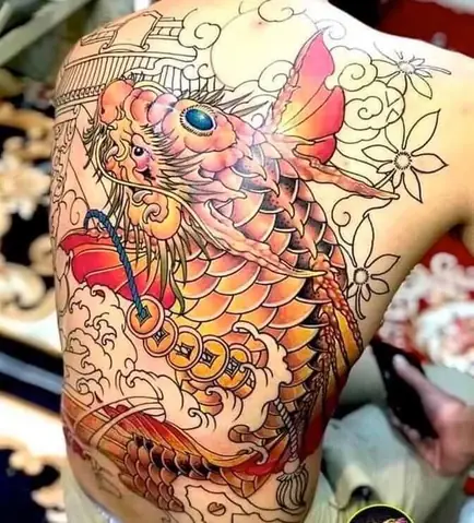 Hình Xăm Cá Chép Hóa Rồng Kín Lưng Hình Xăm Cá Chép Hóa Rồng Kín Lưng