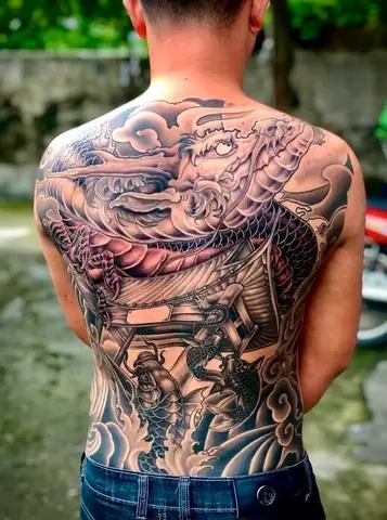 Hình Xăm Cá Chép Hóa Rồng Kín Lưng