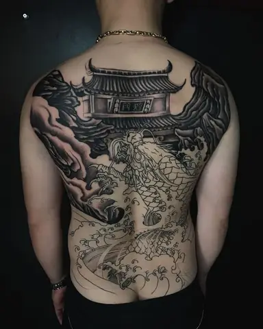 Hình Xăm Cá Chép Hóa Rồng Kín Lưng Hình Xăm Cá Chép Hóa Rồng Kín Lưng