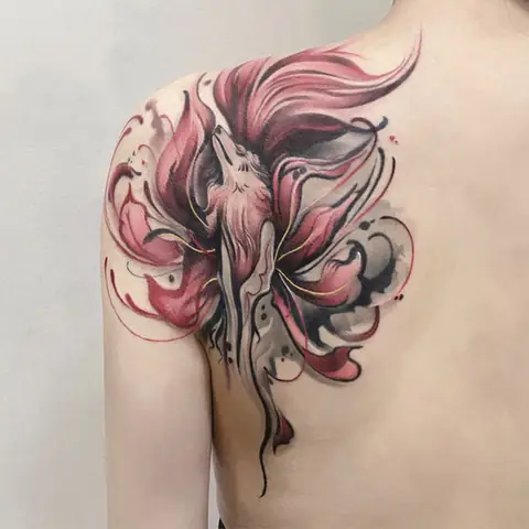 Hình Ảnh Cho Hình Xăm Cáo 9 Đuôi Full Lưng: