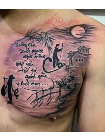 Hình Xăm Cha Mẹ Ở Ngực Hình Xăm Cha Mẹ Ở Ngực