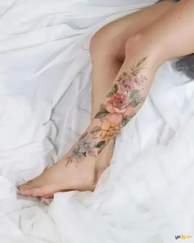 Hình Xăm Chân Nữ Siêu Hot Ở Bắp Chân