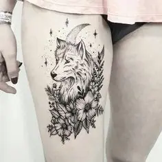 Hình Ảnh Cho Hình Xăm Chó Sói Ngắm Trăng: