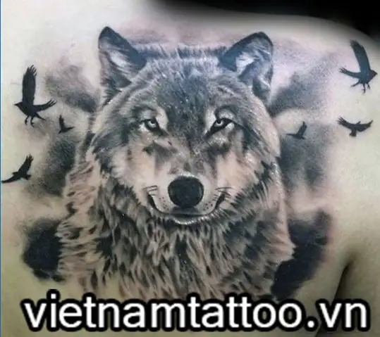 Hình Ảnh Cho Hình Xăm Chó Sói Ngắm Trăng: