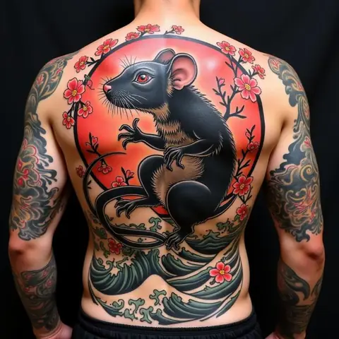 Hình Xăm Chuột Thần Tài Kín Lưng Phong Cách Nhật Bản (irezumi) Hình Xăm Chuột Thần Tài Kín Lưng Phong Cách Nhật Bản (irezumi)