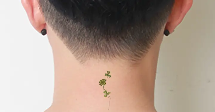 Hình Xăm Cỏ 4 Lá Sau Gáy