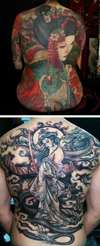 Hình Xăm Geisha Full Lưng Kết Hợp Với Hình Ảnh Rồng Hình Xăm Geisha Full Lưng Kết Hợp Với Hình Ảnh Rồng