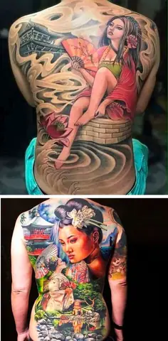 Hình Xăm Cô Gái Nhật Full Lưng Kết Hợp Với Samurai Hình Xăm Cô Gái Nhật Full Lưng Kết Hợp Với Samurai