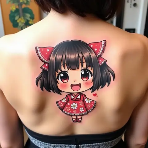 Hình Xăm Cô Gái Nhật Theo Phong Cách Chibi