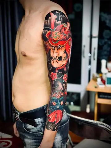 Hình Xăm Samurai Nhật Cổ Full Tay