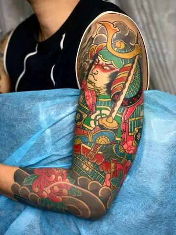 Hình Xăm Samurai Nhật Cổ Full Tay