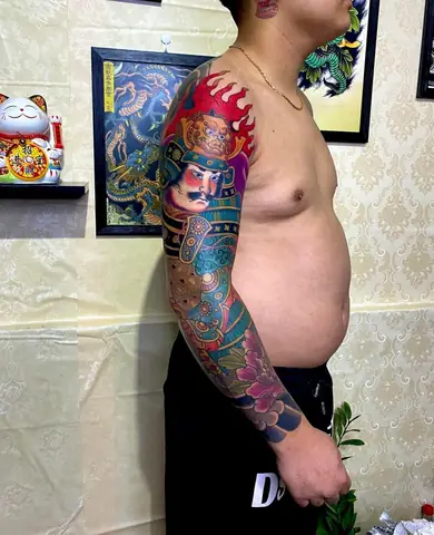 Hình Xăm Samurai Nhật Cổ Full Tay