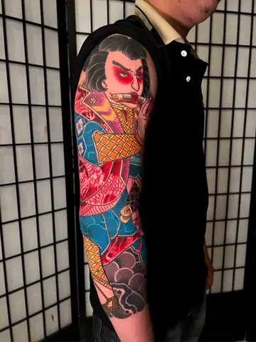 Hình Xăm Samurai Nhật Cổ Full Tay