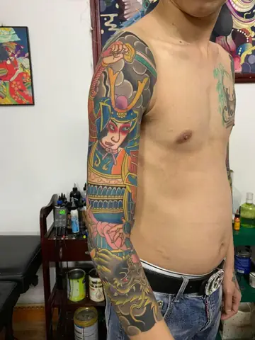 Hình Xăm Samurai Nhật Cổ Full Tay