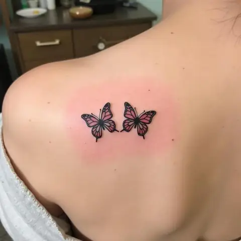 Hình Xăm Con Bướm Mini Đôi