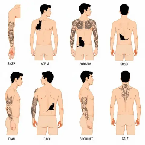 Gợi Ý Vị Trí Xăm Hình Con Mèo Đẹp Cho Nam Giới Trên Cơ Thể