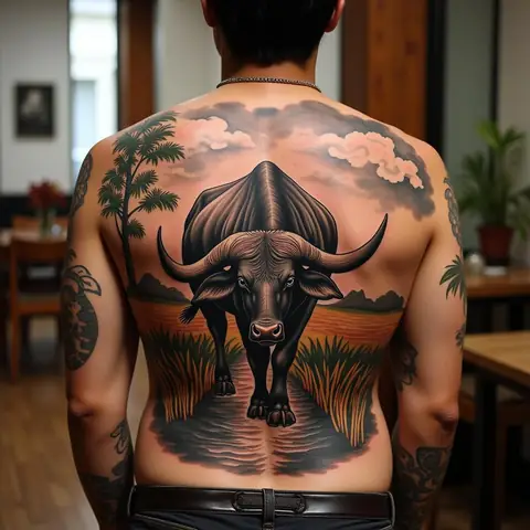 Ý Nghĩa Sâu Sắc Của Hình Xăm Con Trâu Full Lưng