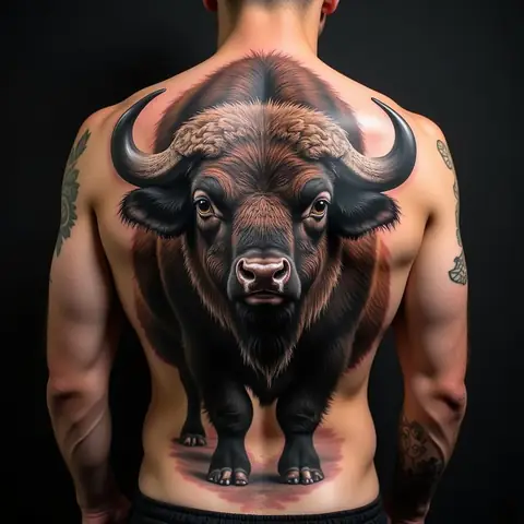 Các Phong Cách Hình Xăm Con Trâu Full Lưng Phổ Biến