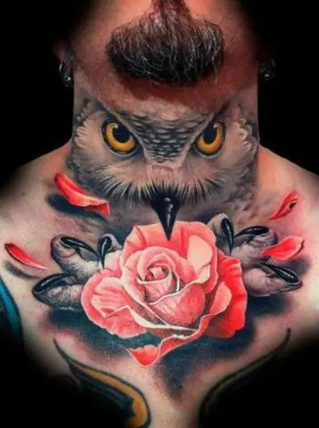 Hình Xăm Cú Mèo Ở Cổ