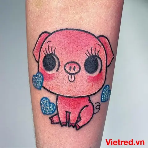 43. Hình Xăm Lợn Hoạt Hình