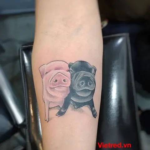 18. Hình Xăm Cặp Đôi Lợn