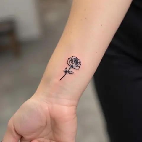 Hình Xăm Nhỏ Cute Hoa Hồng Đen Ở Cổ Tay Nữ Đẹp Tinh Tế Và Quyến Rũ