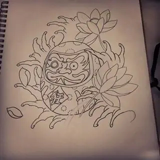 Hình Xăm Daruma Khung: Biểu Tượng May Mắn, Kiên Trì Trên Da