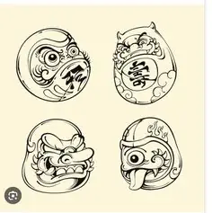 150 Hình Xăm Daruma Trắng Đen