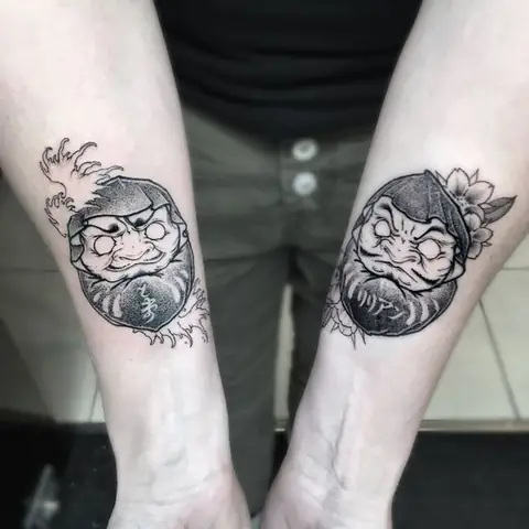 150 Hình Xăm Daruma Trắng Đen