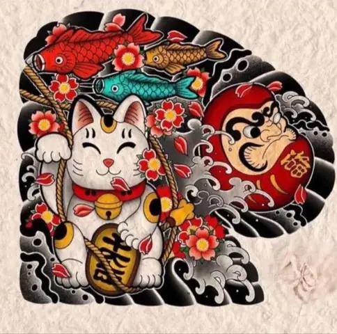 Chăm Sóc Hình Xăm Daruma Và Mèo Thần Tài Sau Khi Thực Hiện