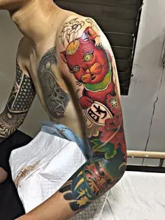 Chăm Sóc Hình Xăm Daruma Và Mèo Thần Tài Sau Khi Thực Hiện