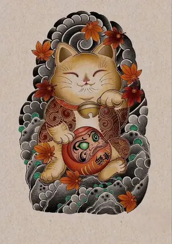 Chăm Sóc Hình Xăm Daruma Và Mèo Thần Tài Sau Khi Thực Hiện