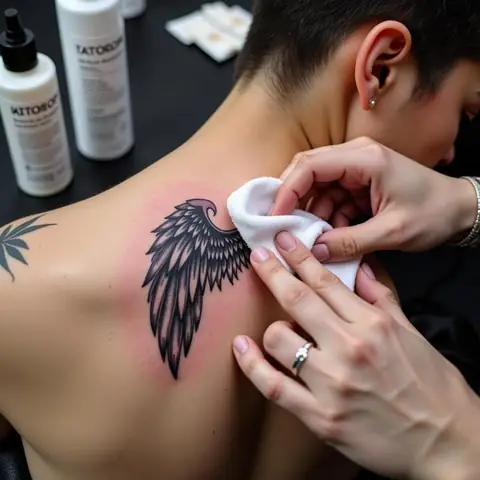 Chăm Sóc Hình Xăm Đôi Cánh Full Lưng Sau Xăm