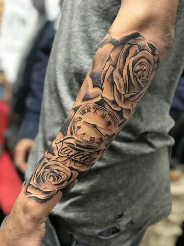 Hình Xăm Đồng Hồ Hoa Hồng Ở Tay