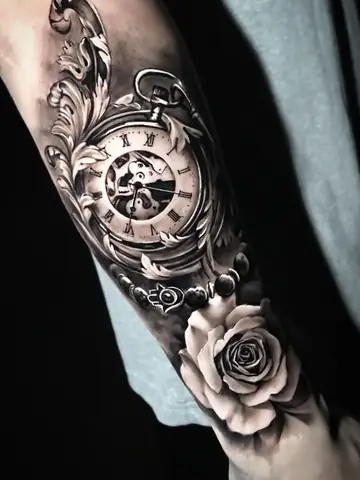 Hình Xăm Đồng Hồ Hoa Hồng Ở Tay