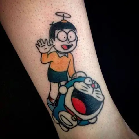 Hình Xăm Doraemon Phong Cách Tối Giản