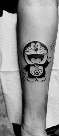 Hình Xăm Doraemon Phong Cách Tối Giản