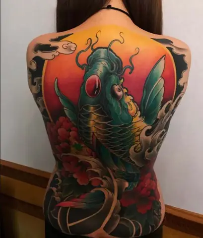 Hình Xăm Cá Chép Full Kín Lưng Cho Nữ