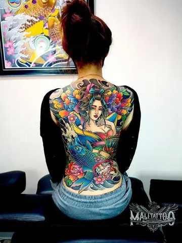 Hình Xăm Cô Gái Full Lưng Cho Nữ