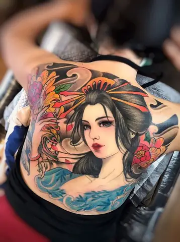 Hình Xăm Cô Gái Full Lưng Cho Nữ