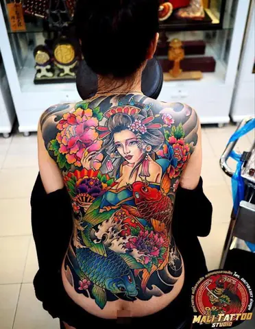 Hình Xăm Cô Gái Full Lưng Cho Nữ