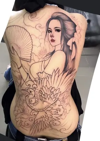 Hình Xăm Cô Gái Full Lưng Cho Nữ Hình Xăm Cô Gái Full Lưng Cho Nữ