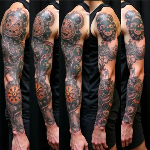 Hình Xăm Full Tay Đi Nét Biomechanic: