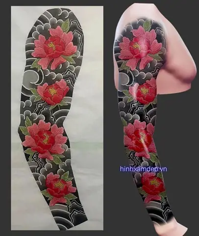 Hình Xäm Hoa Cúc Nháº­t Cá» Full Tay - May Máº¯n