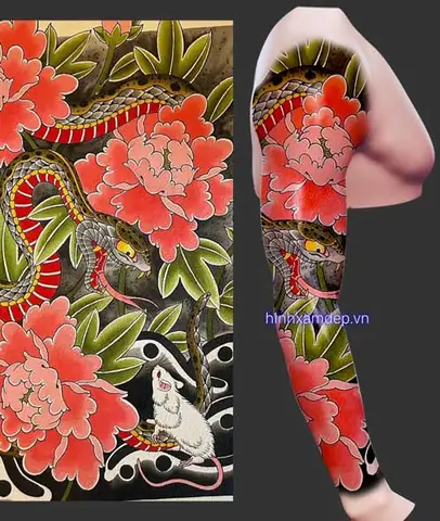 Hình Xäm Hoa Cúc Nháº­t Cá» Full Tay - May Máº¯n