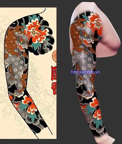 Hình Xäm Hoa Cúc Nháº­t Cá» Full Tay - May Máº¯n
