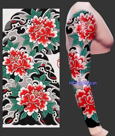 Hình Xäm Hoa Cúc Nháº­t Cá» Full Tay - May Máº¯n