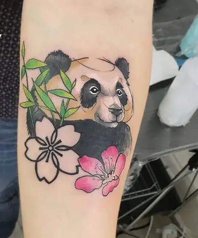 Hình Xăm Gấu Trúc Panda Màu