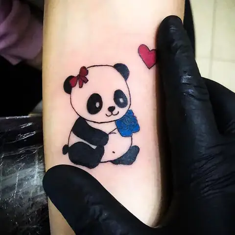 Hình Xăm Gấu Trúc Panda Màu