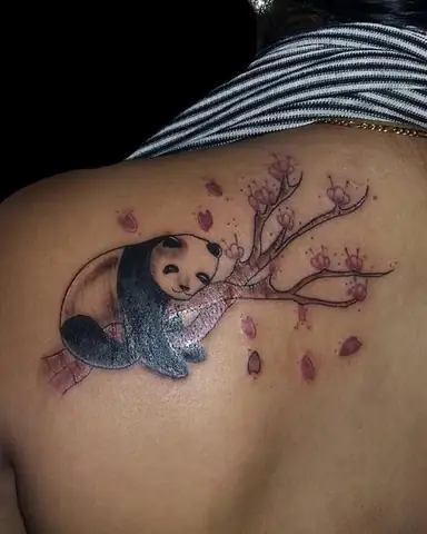 Hình Xăm Gấu Trúc Panda Màu